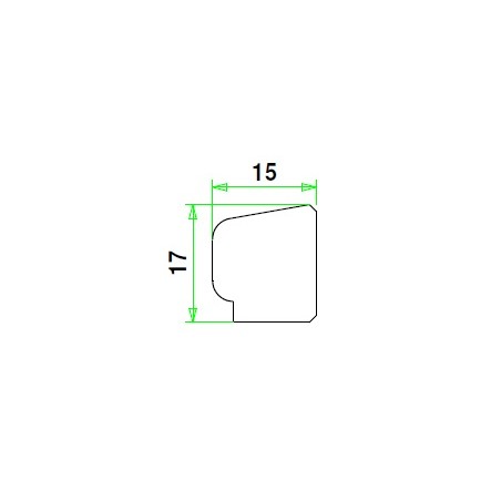 Meranti glaslat 17x15  mm,  wit