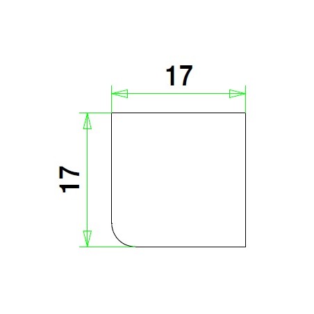 Meranti glaslat 17x17  mm