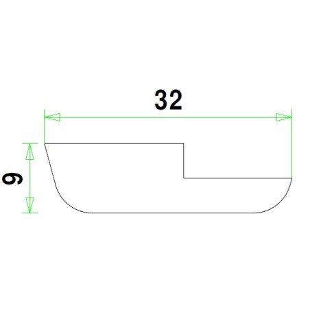 Meranti glaslat 9x32  mm,  wit