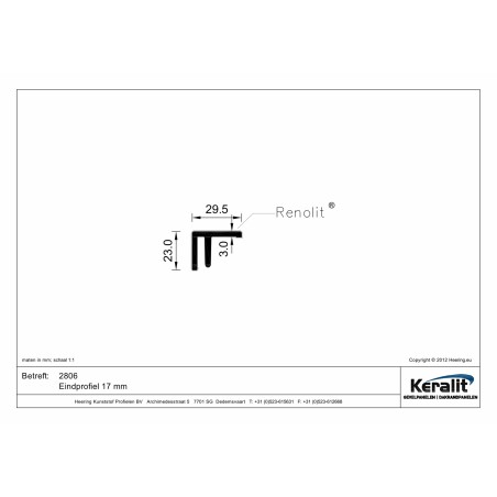 Keralit  eindprofiel 17 mm