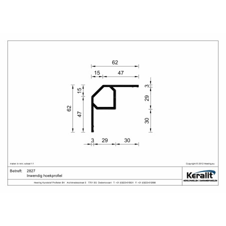 Keralit internal angle profile